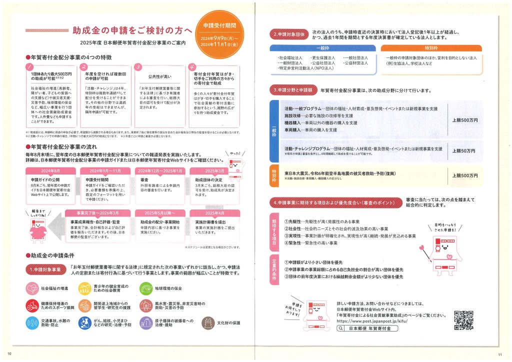 【11月1日締切】2025年度日本郵便年賀寄付金配分団体を公募いたします。／日本郵便株式会社